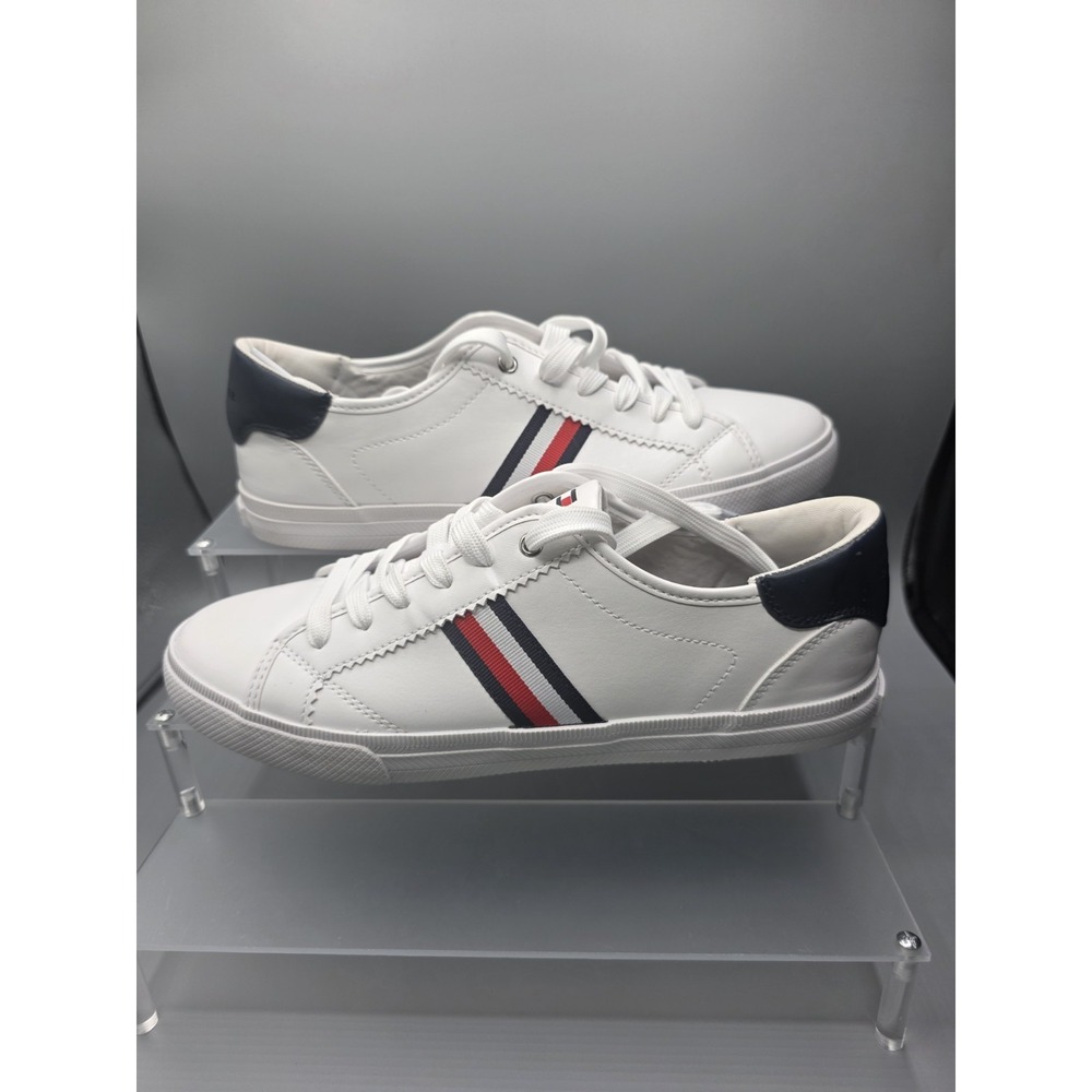Tommy Hilfiger Women's White Lace-Up Low Top Sneakers Rubber Outsole Size 10